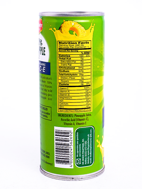 DEL MONTE 100% PINEAPPLE JUICE 202- VITAMIN A.C.E