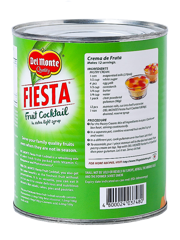 DEL MONTE FIESTA FRUIT COCKTAIL 836G