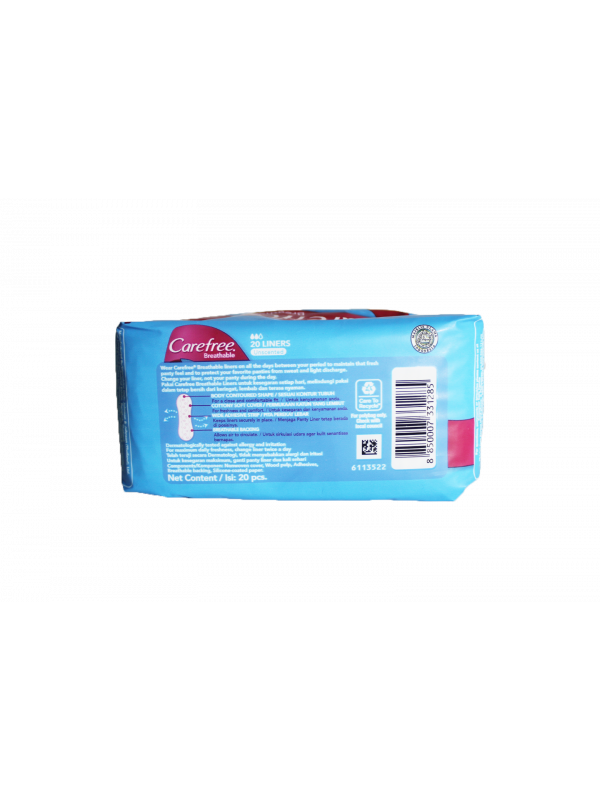 CAREFREE BREATHABLE UNSCENTED PANTYLINER 20S