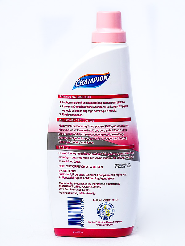 CHAMPION LIQUID SOFTENER PINK BOTTLE 1 LITER