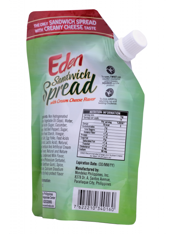 EDEN SANDWICH SPREAD STAND UP POUCH 220ML