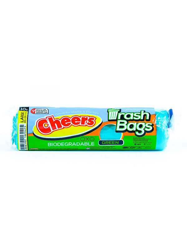 CHEERS TRASH BAG GREEN LARGE 10S