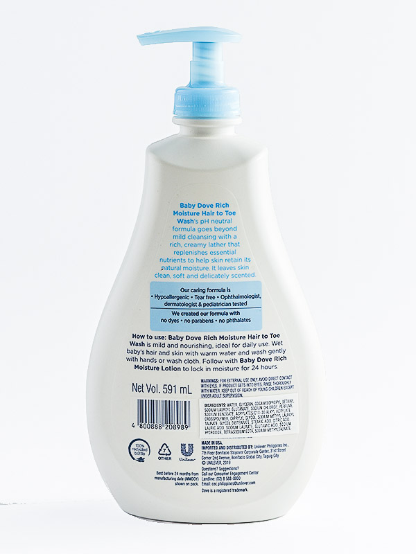 BabyDoveBabyWashRichMoistureHairToToe591ml