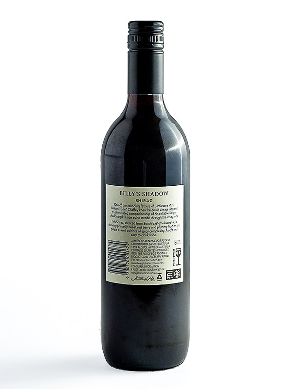 BILLY S SHADOW RED WINE SHIRAZ 750ML