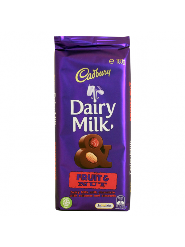 CADBURY DAIRY MILK FRUIT & NUT 180G (AUS)