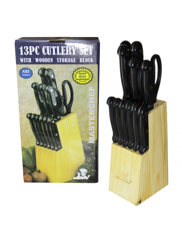 13 PIECE MASTER CHEF CUTLERY SET W/ WOODEN BLOCK