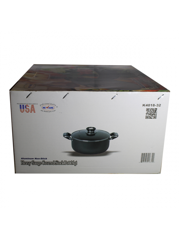 16QT HEAVY GAUGE STOCK POT W/ LID, NS ALUMINUM